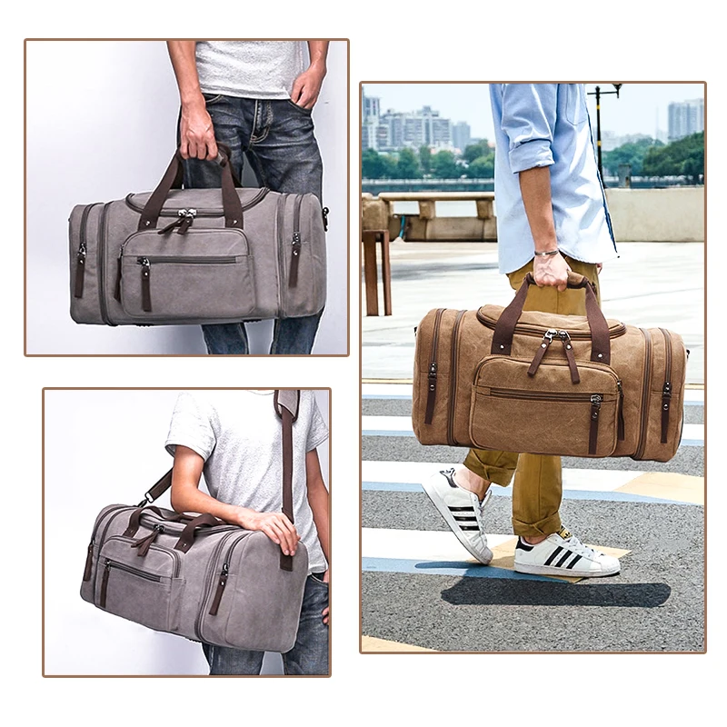 

Canvas Travel Bags Large Capacity Carry On Luggage Bags Men Duffel Bag Travel Tote Weekend Bag Dropshipping