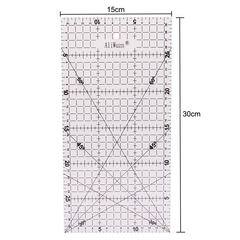 

DIY Handmade Patchwork Quilting Tools Acrylic Material 30cm * 15cm Patchwork Ruler Black Scale Ruler Precise Multifunctional