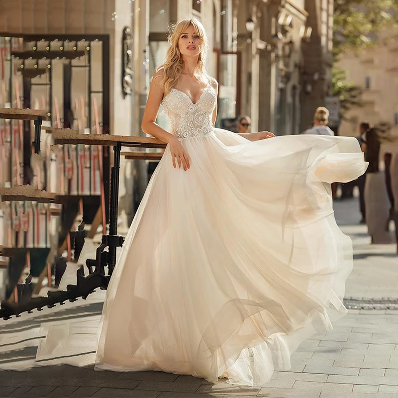 

BAZIIINGAAA Simple Wedding Dress Lace Little Beading Strapless Dress Luxury Wedding Gowns Bridal Can Be Washed Bride Dresses