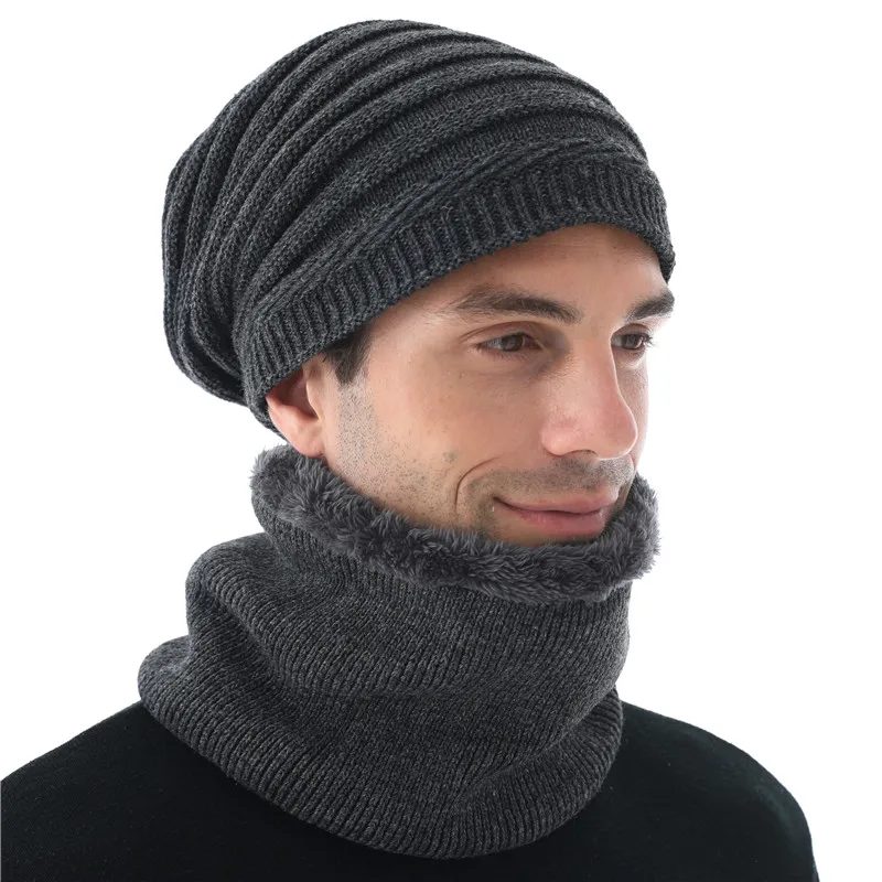 Xthree зимняя облегающая шапка шапочки шерстяная вязаная шарф с подкладкой мужская