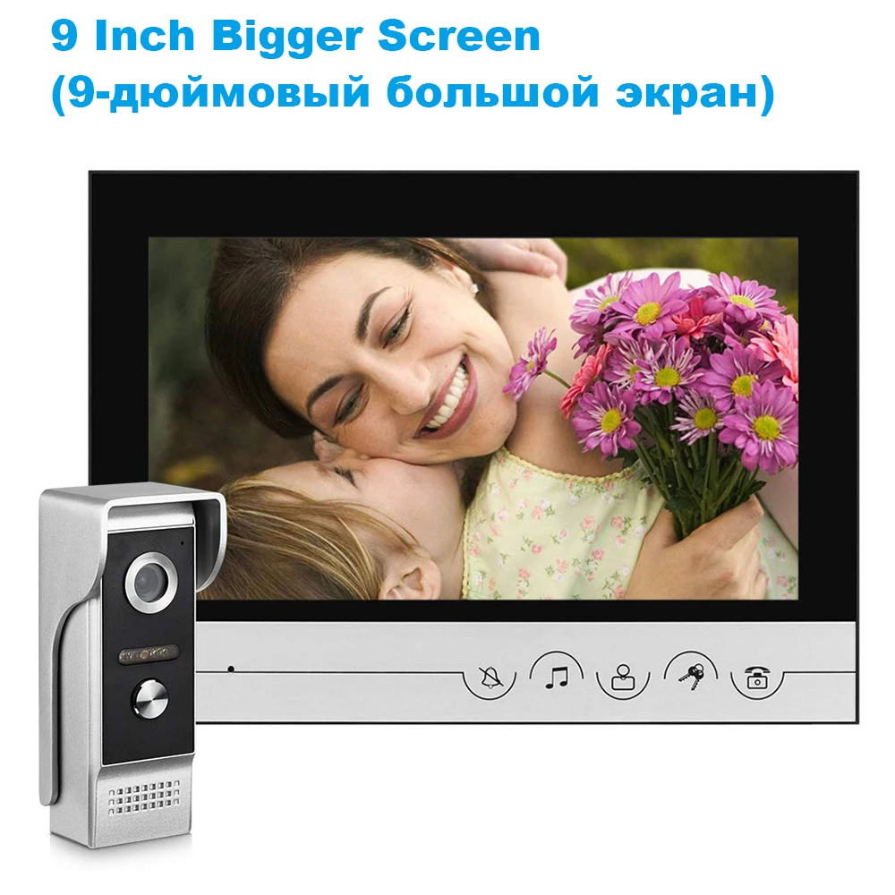 Система видеодомофона проводной визуальный видеодомофон 9 дюймов дверной звонок