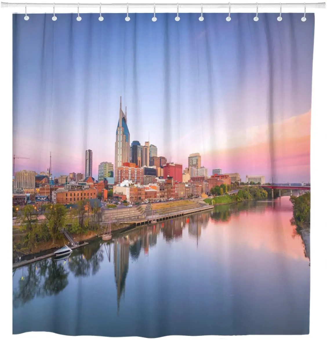 Водонепроницаемая душевая занавеска 72 красивый центр города Нэшвилл Теннесси с