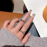slightly inlaid zircon gold snake ring opening adjustable luxury high sense index finger ring punk party personalized jewlery