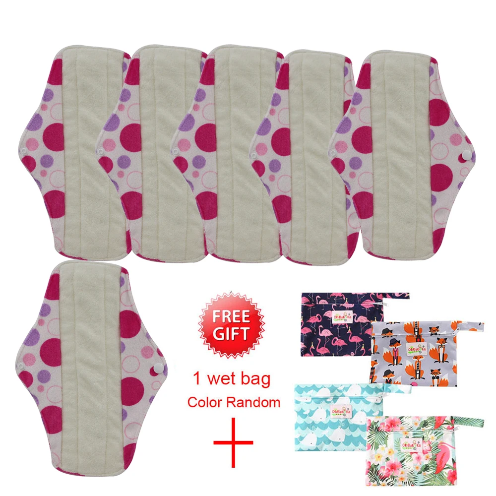 10 Ohbabyka многоразовые Pure Bamboo менструальные прокладки впитывающая способность тканевые гигиенические прокладки остаются сухими здоровые женские прокладки 6 упаковка+ 1 влажный мешок - Цвет: 10