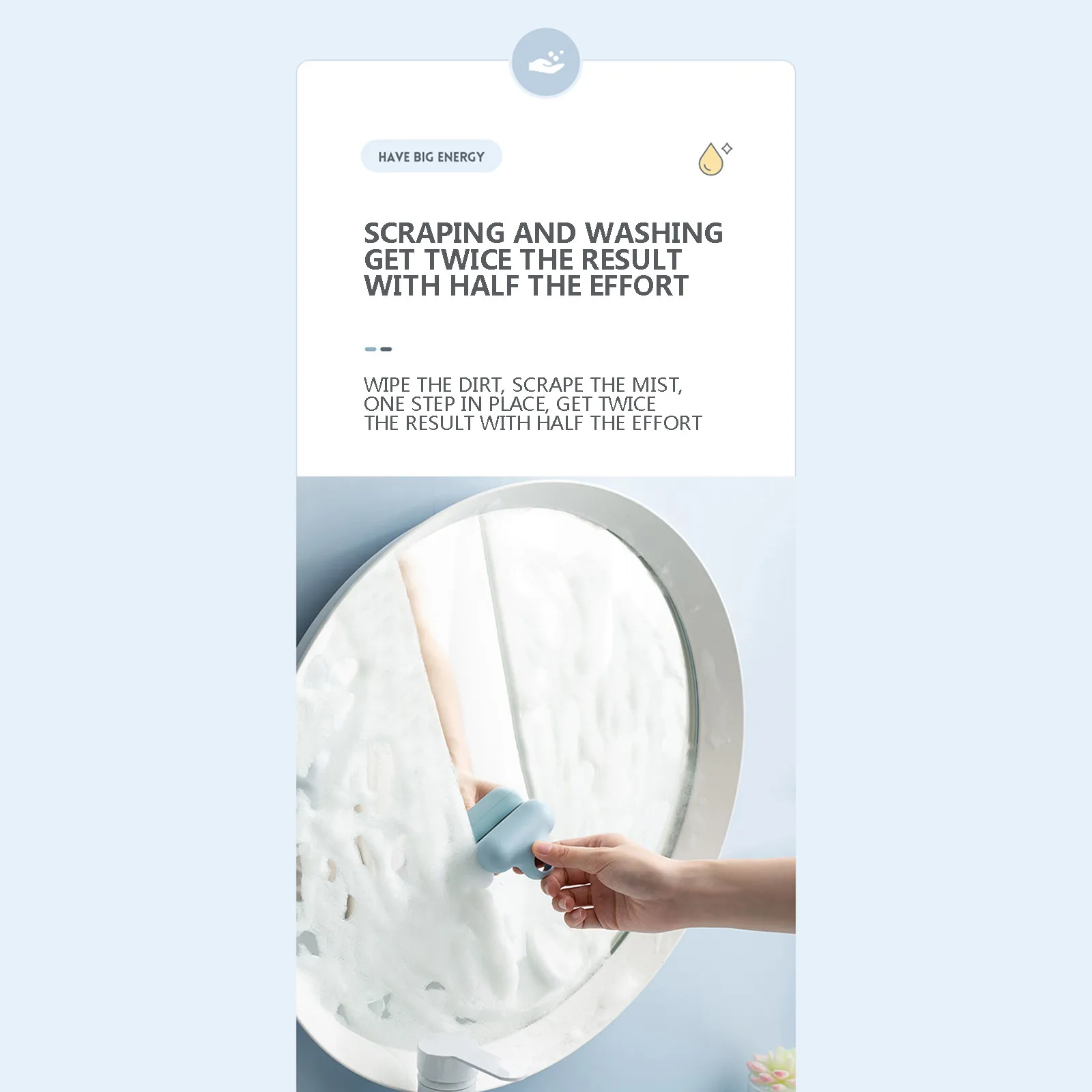 

2Pcs Mirror Cleaning Brush Window Cleaner Glass Cleaning Wipe Household Cleaner