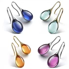 Серьги-подвески женские с искусственным камнем, цвет шампанского