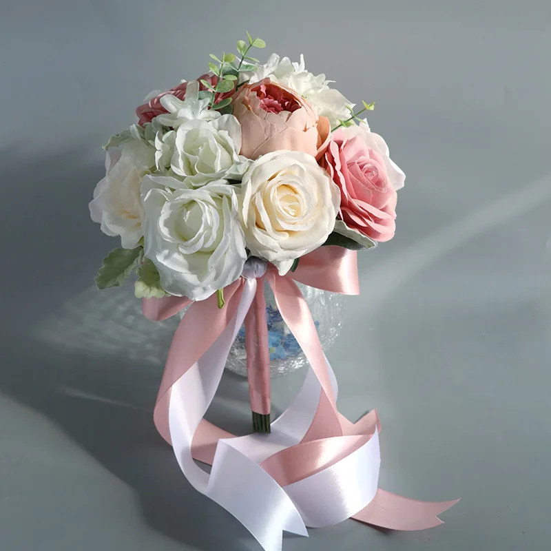 

Popodion PE Розовый Свадебный букет невесты, держащий цветы, свадебные украшения, искусственный букет ROM80261