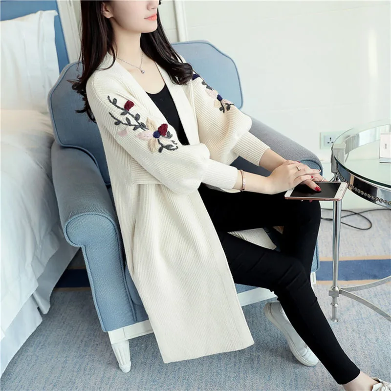 Women Long Sweater Cardigan Fashion Autumn Winter Sleeve Loose Thick Knitted Womens Sweaters Coats Pull OK177 |