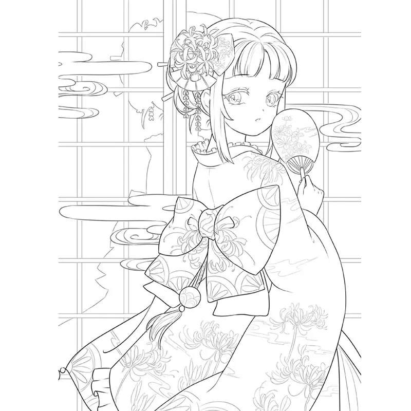 Женская книжка раскраска для взрослых девочек красивая простая мультяшная книга