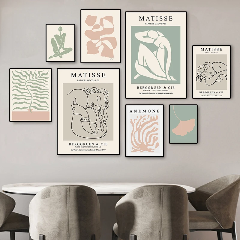 

Modern Matisse Abstract Girl Line Face Canvas Painting Leaf Tree Wall Art Pictures Nordic Posters Print Living Room Home Decor