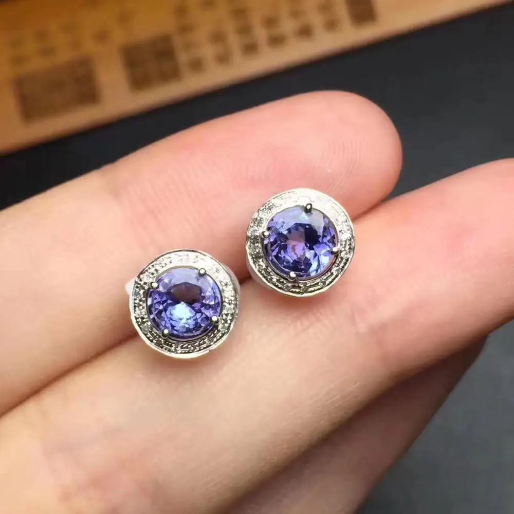 Модные серьги бесплатная доставка натуральные и настоящие anzanite из стерлингового