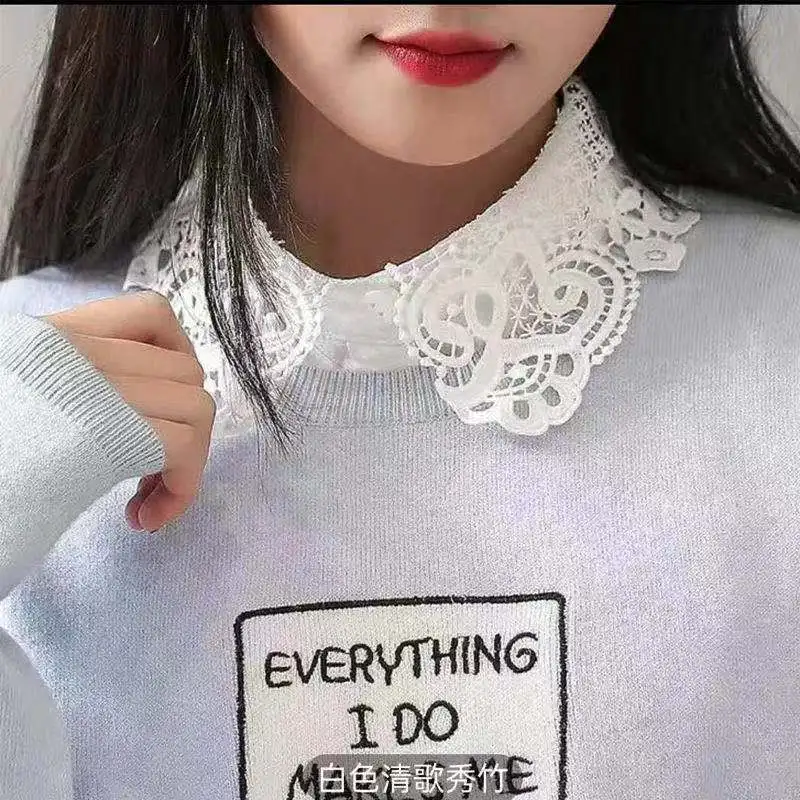 55 Styles Fake Collar For Shirt Detachable Collars Solid Lapel Blouse Top Men Women Black White Girls Clothes DropShipping | Аксессуары