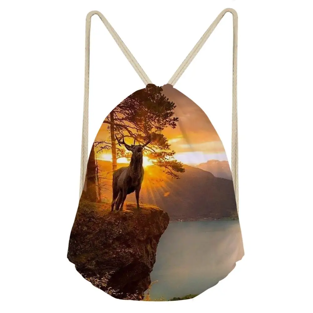 

Модные женские дорожные сумки HaoYun на шнурке с изображением сказочного оленя, пляжная обувь с карманами, милые мини-органайзеры с животными ...