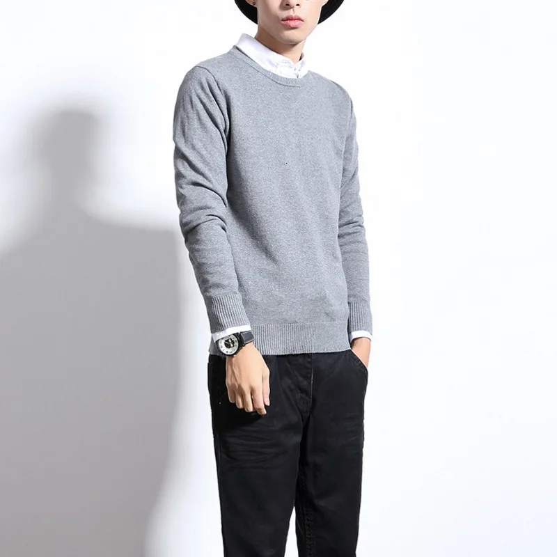 Зимний свитер мужской теплый модный однотонный Повседневный вязаный пуловер