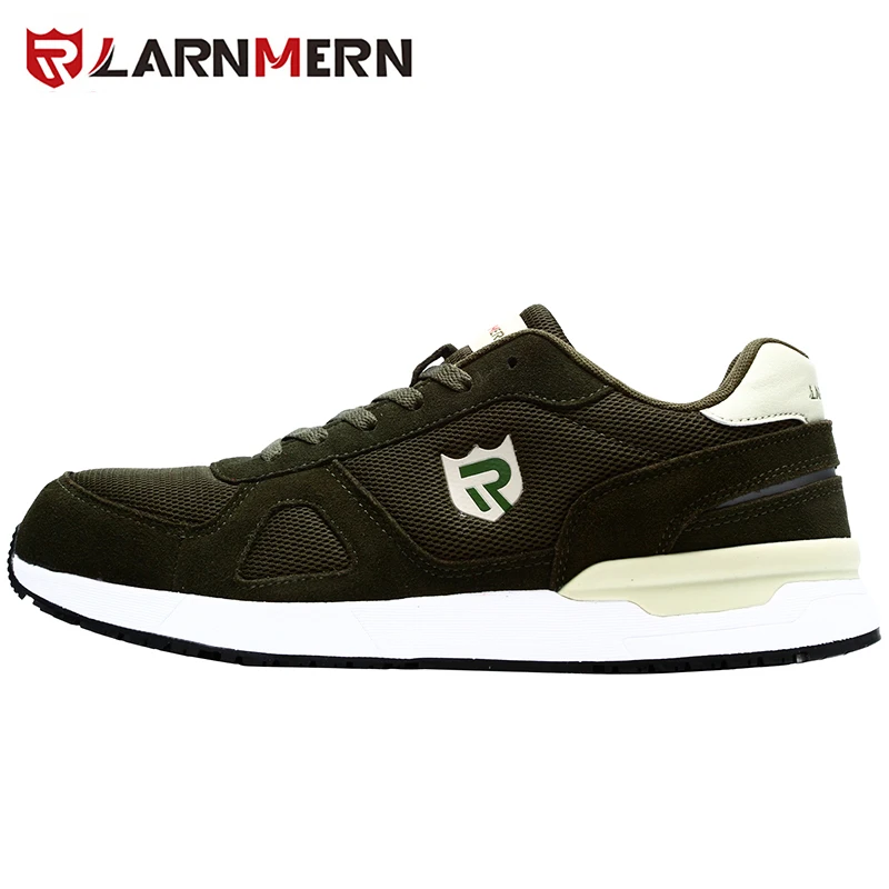 L9096-GREEN LARNMERN/Мужская Рабочая защитная обувь со стальным носком; строительные кроссовки; дышащая легкая противоскользящая Антистатическая нескользящая обувь - Цвет: L9096-GREEN