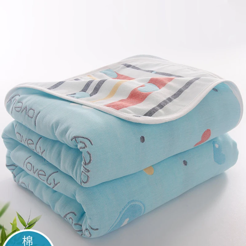 

200*150cm 6-layer 100% Cotton Muslin Quilt Bed Sheets Children's Summer Blanket Baby Quilted Blanket Breathable Tasteless Soft