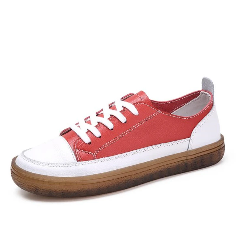 

2020 Sping New Women Flats Cow Split Leathr Fashion Sneakers Shoes Female Causal Lace-up Flats Women Loafers Shoes