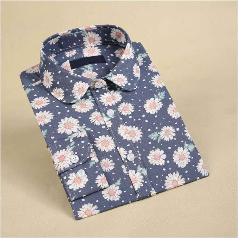 

2021 New Summer Cotton Women Blouses Fruit Print Shirts Long Sleeve Women Shirt Turn Down Collar Bohemia Casual Blouse Blusas