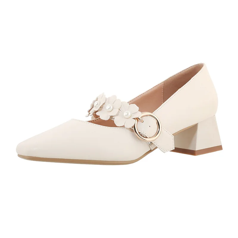 

2021 Sandals Comfort Shoes for Women Summer Heels Shallow Mouth Suit Female Beige Med New Girls Black Medium Elastic Band