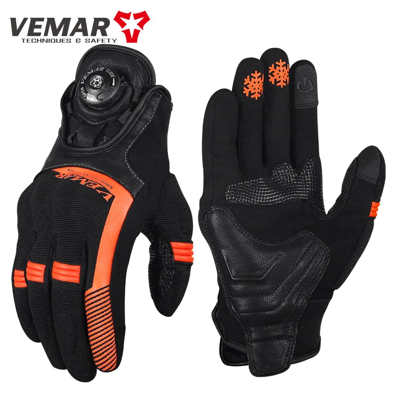 

Мужские мотоциклетные перчатки VEMAR, дышащие Светоотражающие сенсорные перчатки с закрытыми пальцами, для езды по бездорожью