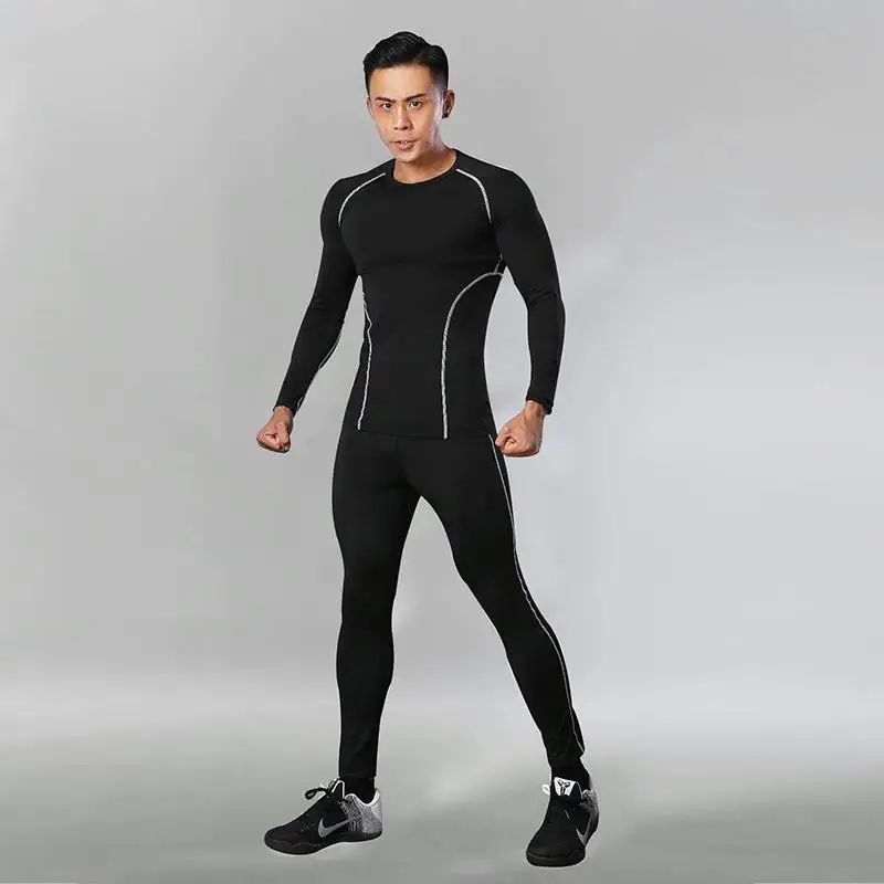Мужская спортивная одежда компрессионные костюмы комплект одежды для