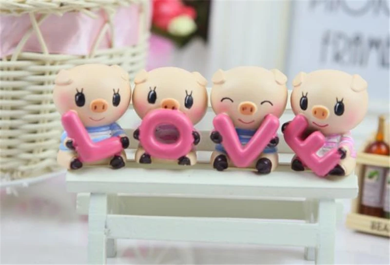 4 шт./компл. новейшие украшения для автомобиля милая любовь маленькая свинка