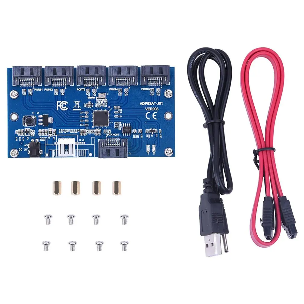 

SATA Hard Disk Adapter Card 1 To 5 SATA Port Multiplier High-speed Transmission Computer Board Hard Disk Adapter Card