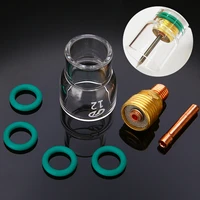 7pcsset 12 pyrex glass cup kit stubby collets body gas lens tig welding torch for wp 9 20 25 welding accessories