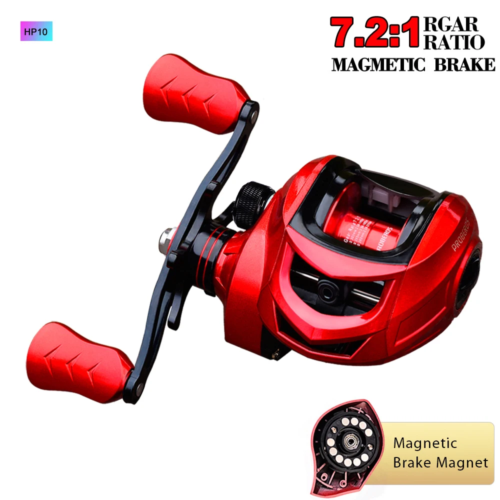 

PROBEROS Fishing Reel 7.2:1 Gear Ratio Reel Freshwater Aluminum Spool 10KG Max Drag 12 Magnetic Brake Baitcasting Reel HP10