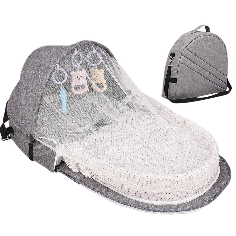 Kidlove портативная детская кровать многофункциональная кроватка модная Мумия сумка дорожная детская цирб с солнцезащитным козырьком и москитным покрытием - Цвет: gray