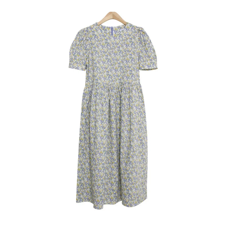 

Summer New Design Sense Gentle Floral Skirt Puff Sleeve Hepburn Style Dress A- line Small Skirt fafa_ootd