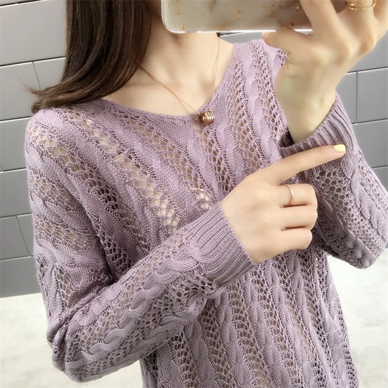5039 (Zhongfang Xiaofang No. 2) New V-neck back lace hollow twist knitted sweater women's wear in spring and summer 36 | Женская