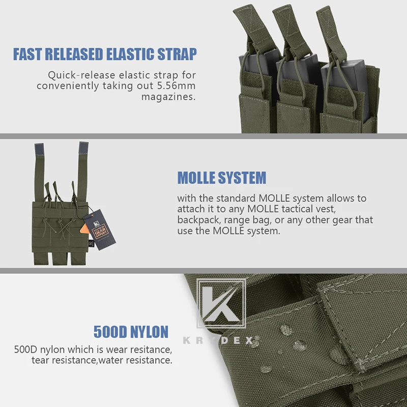 Тактическая модульная Тройная Сумка переноска для магазинов KRYDEX страйкбола