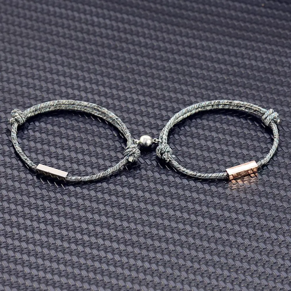

Men and Women Fashion Staniless steel 1 Pair Oath Eternal Love Magnet Attracts Each Other Couples Bracelet