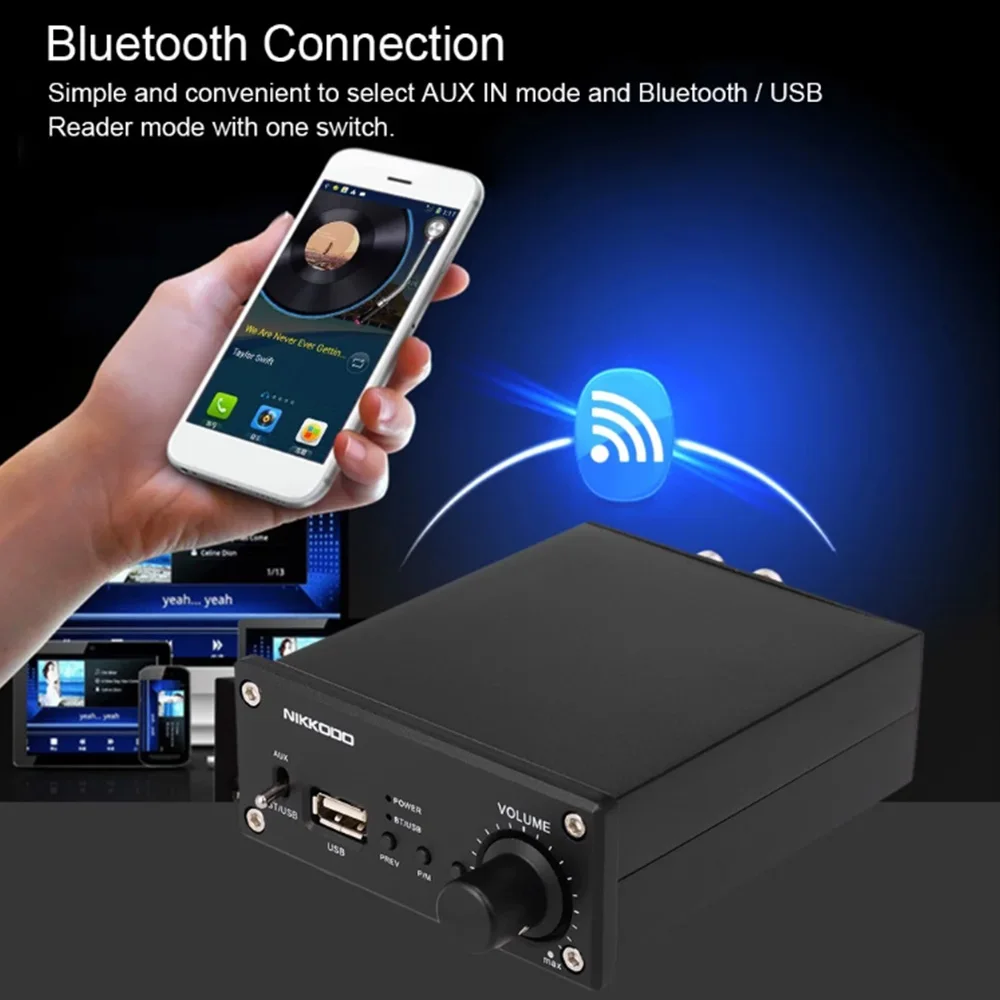 NK 268 цифровой аудио усилитель мощности Bluetooth Мини HiFi Amp двухканальный 30 Вт + с