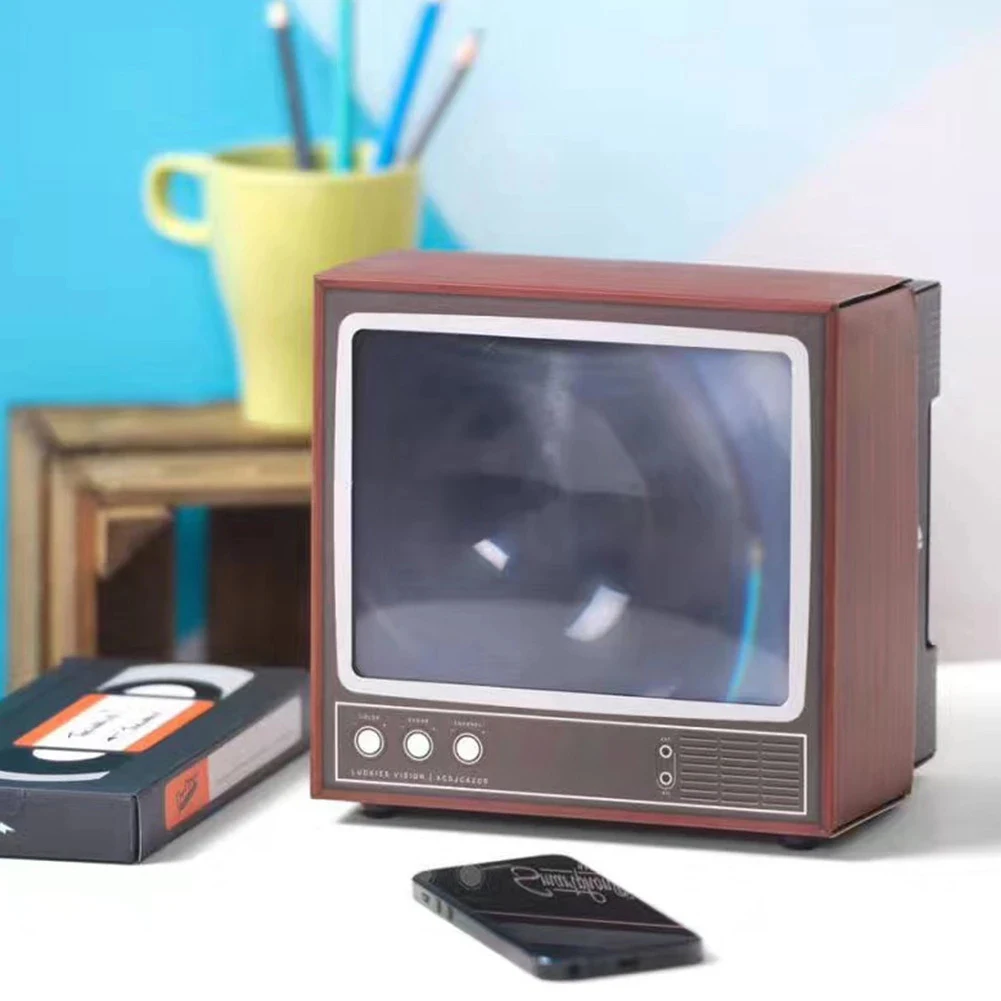 

Hot DIY Retro TV Shape Mobile Phone Screen Magnifier Cellphone Stand Holder Amplifier Video Expander 3D Screen Movie For Display