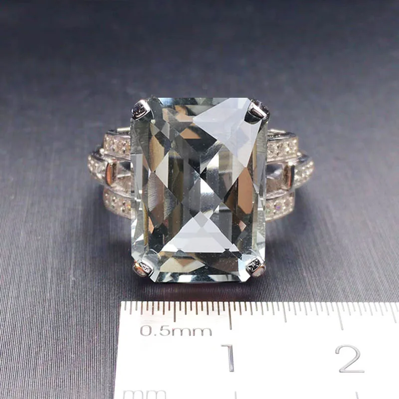 CSJ натуральный зеленый аметист кварц Регулируемые модные кольца 925 пробы серебро