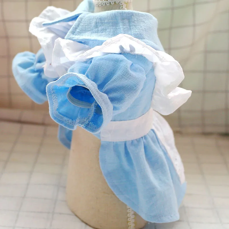 Милое платье в виде кошки розовая голубая одежда для собаки с рукавами пузырями
