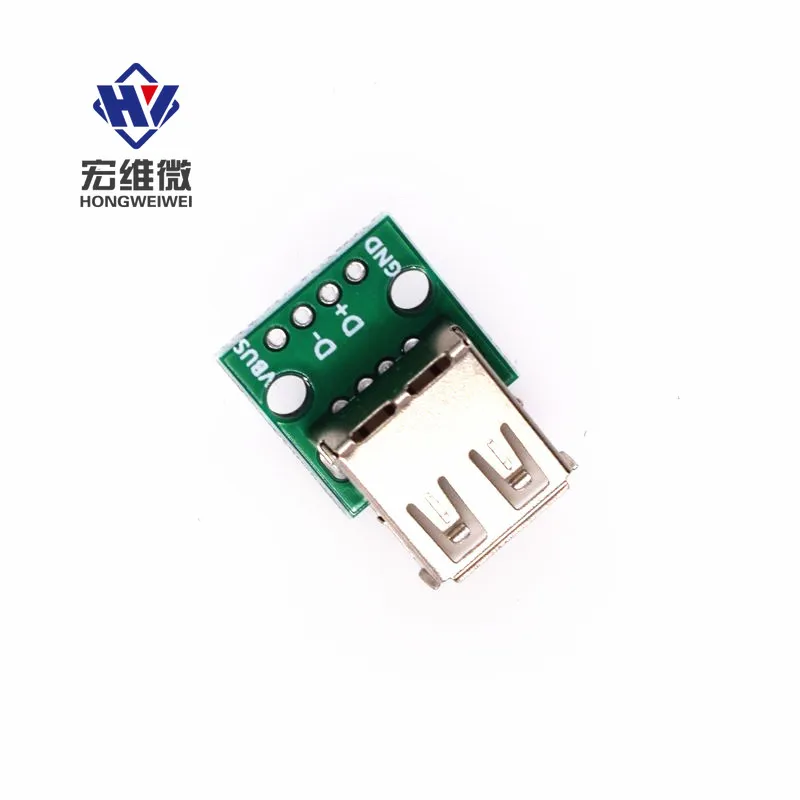 1pcs Type A Female USB2.0 To DIP 4p Straight Plug 2.54mm PCB Socket Connector Adapter Board Welded Mobile Phone Power Data Cable