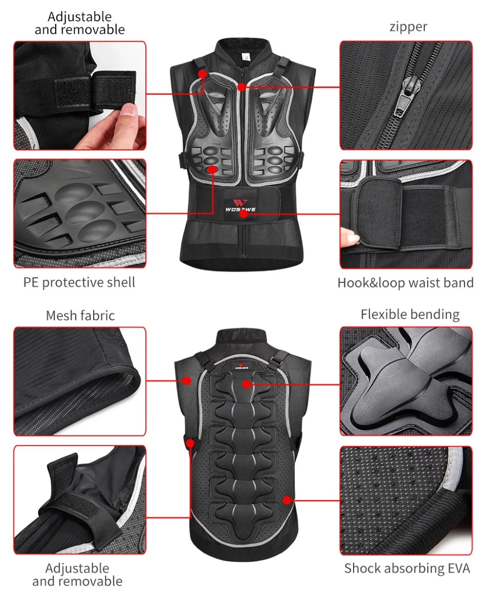 Мужская мотоциклетная куртка WOSAWE полноразмерная броня для мотокросса с