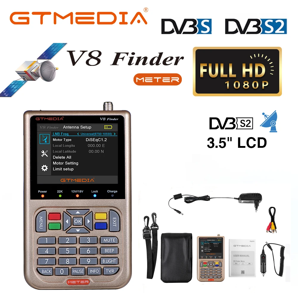 GTMEDIA V8 FINDER метр спутниковый искатель HD 1080P Satfinder DVB S2/S2X 3 5 дюймов ЖК дисплей