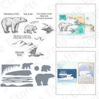 polar bear metal cutting dies and clear stamps for diy scrapbooking paper crafts template handmade decoration new arrived 2021
