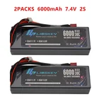 Limskey Lipo Battery, 2 шт., LiPo Battery, 6000 мАч, 7,4 В, 30C, 2S, Lipo, RC Battery, Deans Plug, для RC Evader, BX, Truggy Buggy, Helicopt