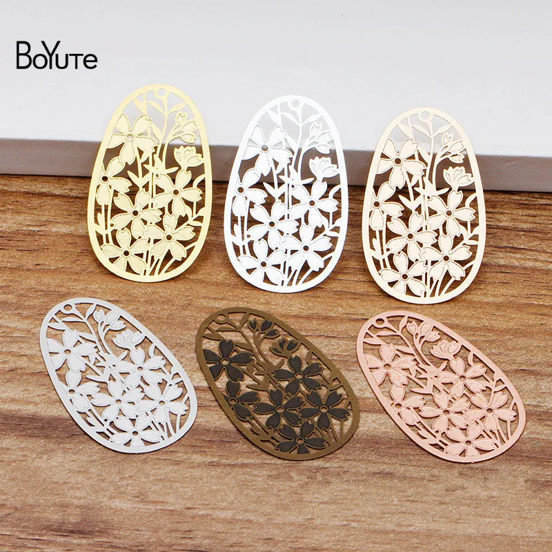 

BoYuTe (20 Pieces/Lot) 40*25MM Metal Brass Hollow out Flower Sheet Pendant Diy Hand Made Earrings Jewelry Making Accessories