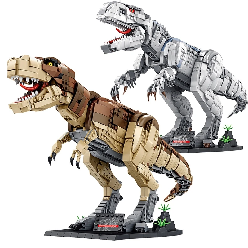 

PANLOS Jurassic Dinosaur World Zoo MOC Tyrannosaurus Rex Model Building Blocks Children's Toy Sticker Gift Small Brick 2108pcs