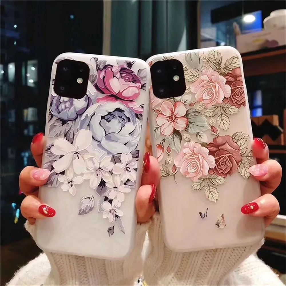 Чехол с цветочным рисунком для iPhone 6 6S мягкий чехол розы 7 8 Plus X XS 11 Pro Max XR 5S SE из