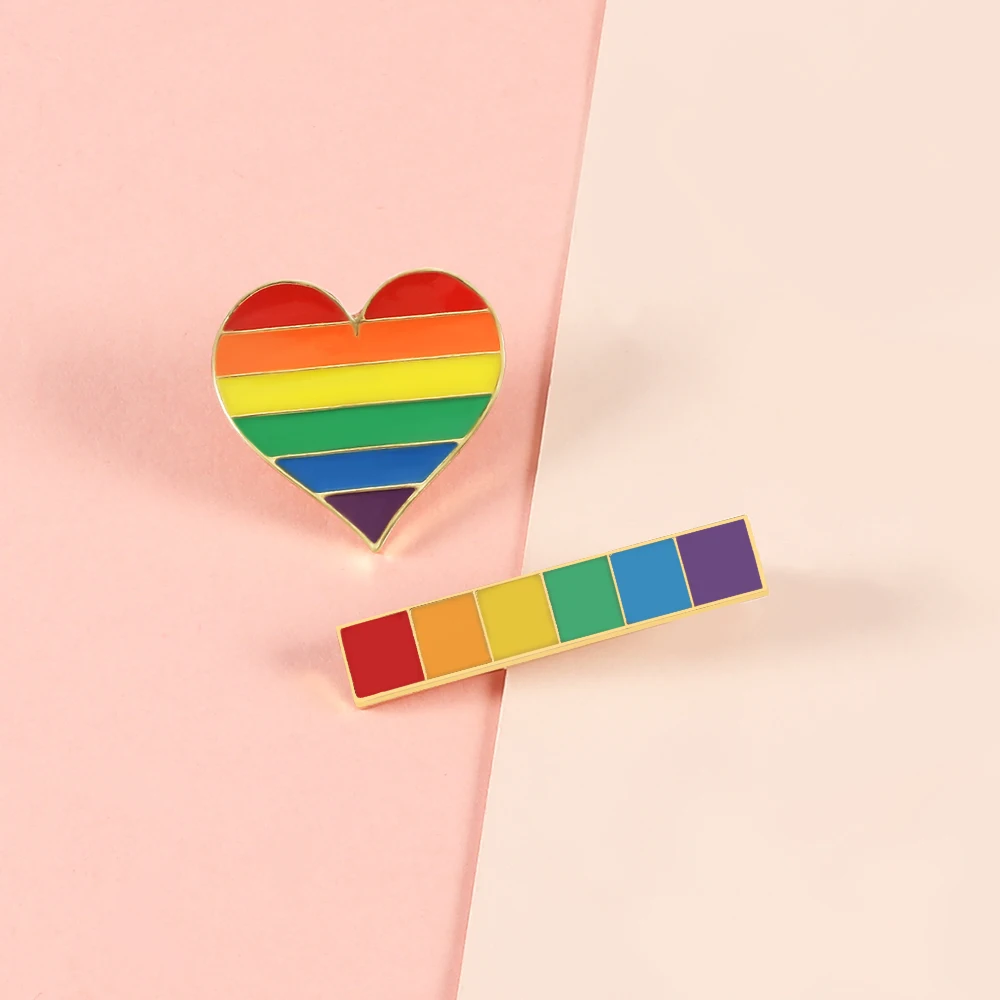 ЛГБТ флаг Радуга Сердце Брошь мир и Любовь Эмаль булавки одежда сумка лацкан