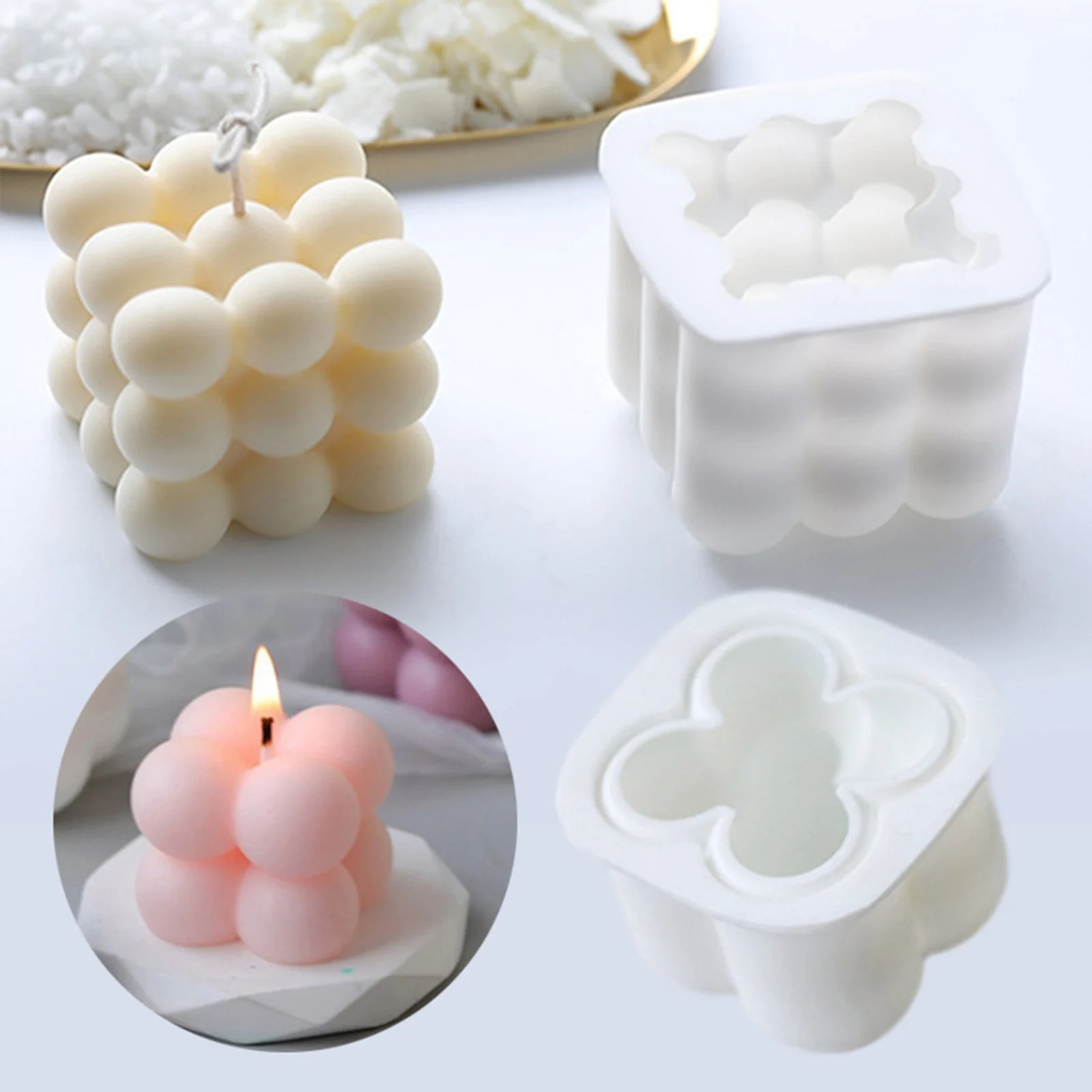 

Cube Candle Mold Silicone Forms Wax Candle Making Ice Cream Maker Jelly 3D Soap Cake Tool