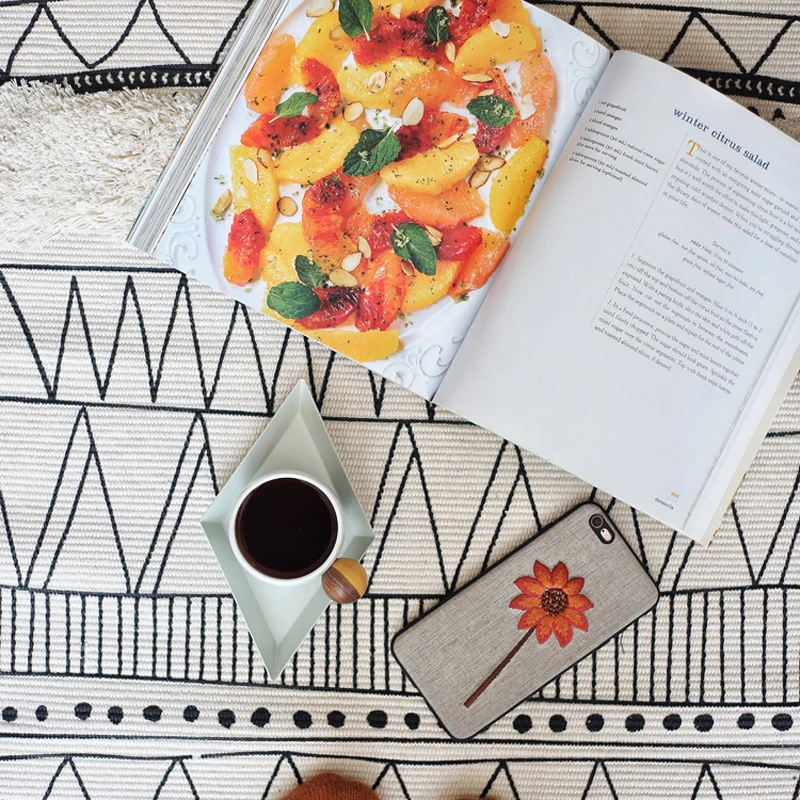 Марокканский подвесной гобелен геометрический напольный ковер коврик с черной и