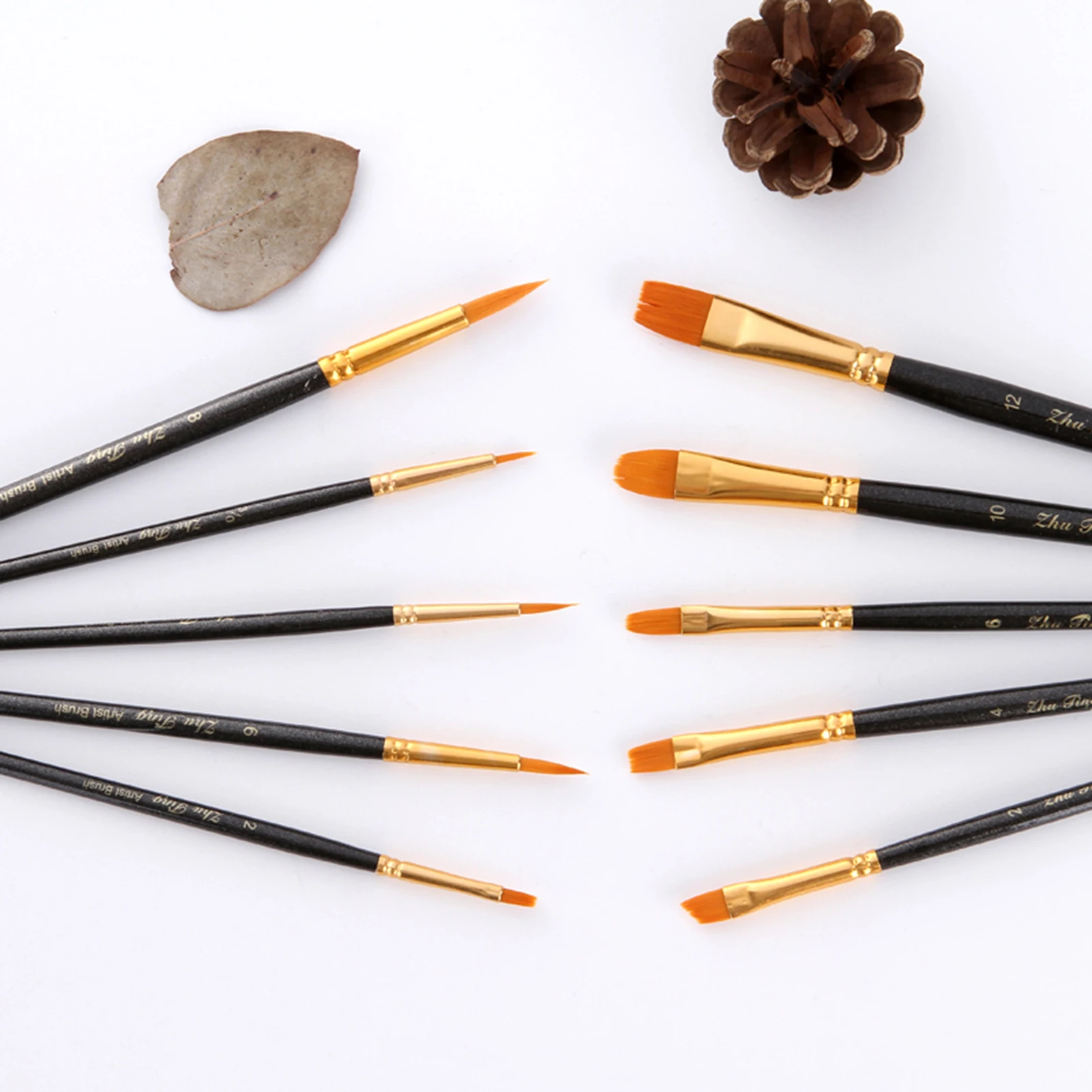 

10pcs Artists Paint Brushes Nylon Hair Wooden Handle Professional Paintbrush Gift for Children Adults for Acrylic Oil Gouache